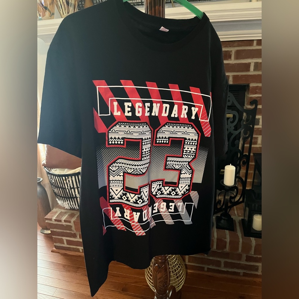 Black Graphic T-Shirt with Red&White #23 Legendary Accents.Size:probably L(Men)